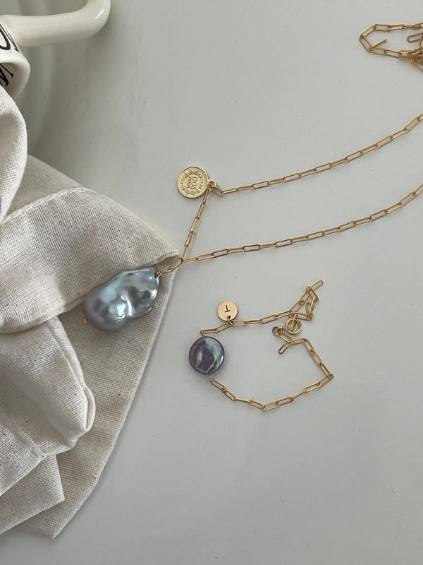Gold Coin Baroque Pendant Necklace
