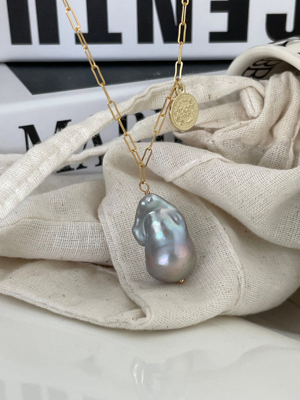 Gold Coin Baroque Pendant Necklace