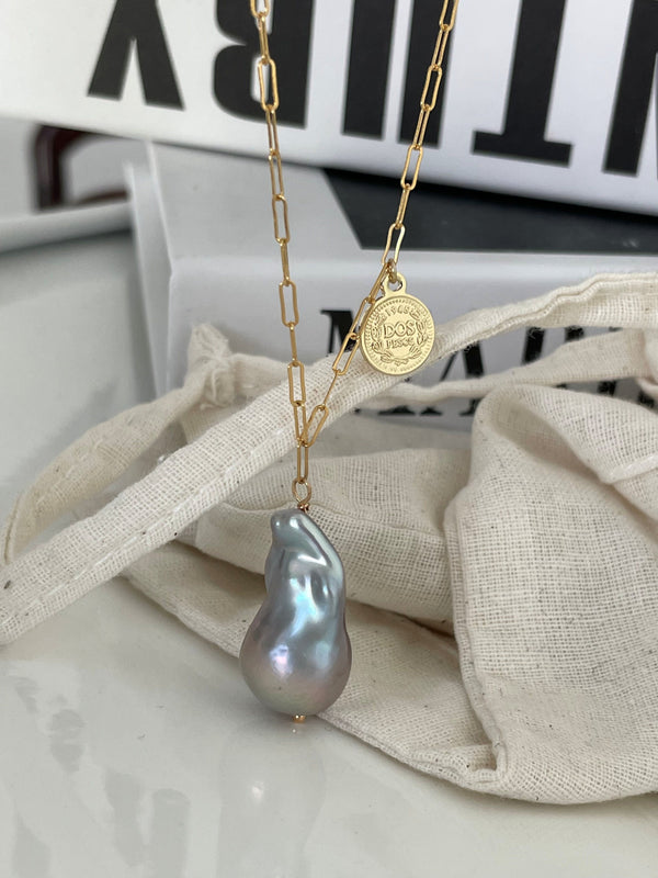 Gold Coin Baroque Pendant Necklace