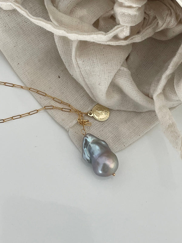 Gold Coin Baroque Pendant Necklace