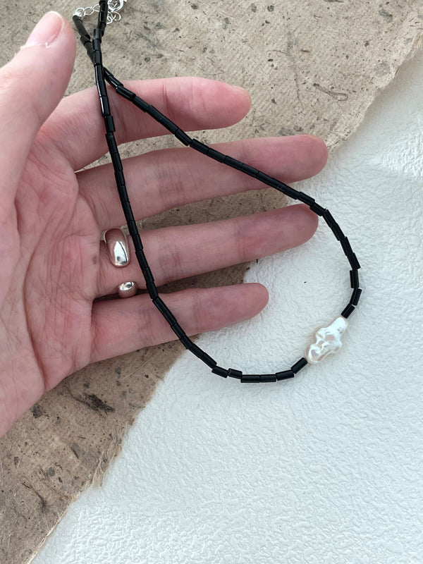 Mini Cross Pearl Necklace