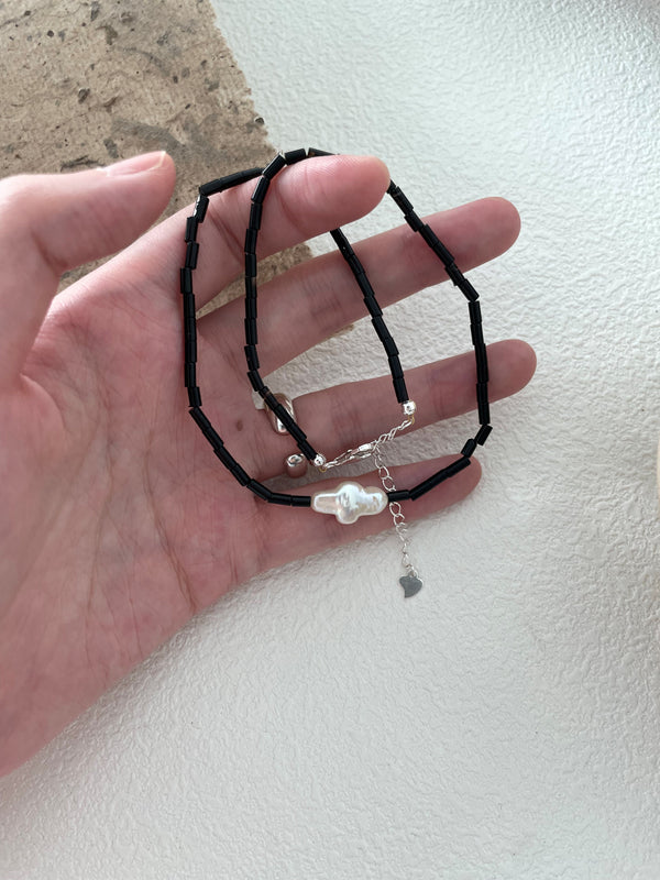 Mini Cross Pearl Necklace