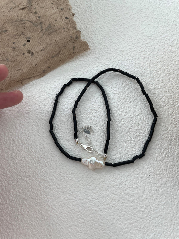 Mini Cross Pearl Necklace