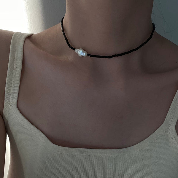 Mini Cross Pearl Necklace