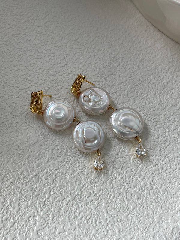 Original Disk Baroque Pearl Earrings