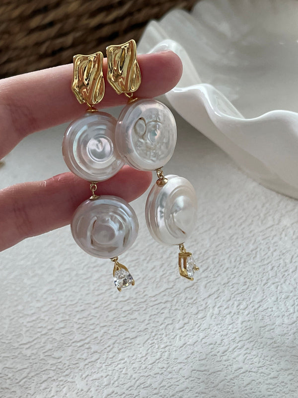Original Disk Baroque Pearl Earrings