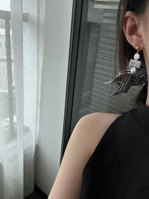 Original Division Sign Baroque Pearl Earrings