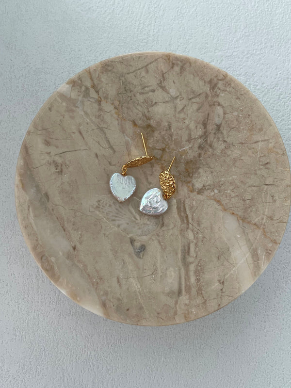 Vintage Heart Baroque Pearl Earrings