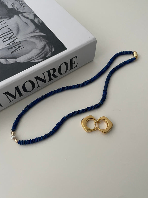 Vintage Lapis Lazuli Pearl Necklace