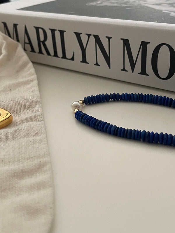 Vintage Lapis Lazuli Pearl Necklace