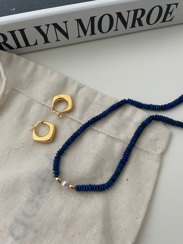 Vintage Lapis Lazuli Pearl Necklace