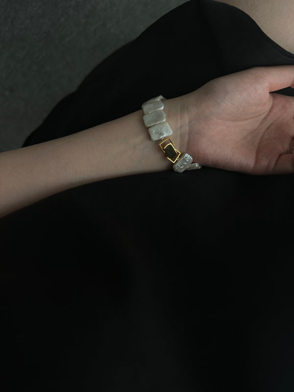 Watch-style Baroque Pearl Bracelet