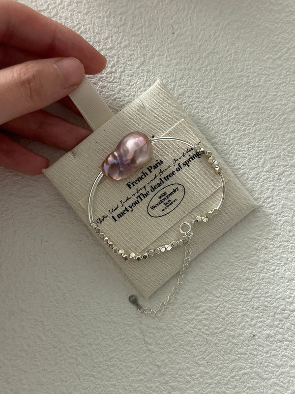 Colorful Baroque Small Silver Pearl Bracelet