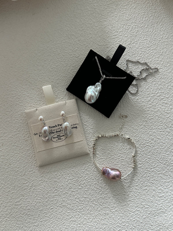 Colorful Baroque Small Silver Pearl Bracelet