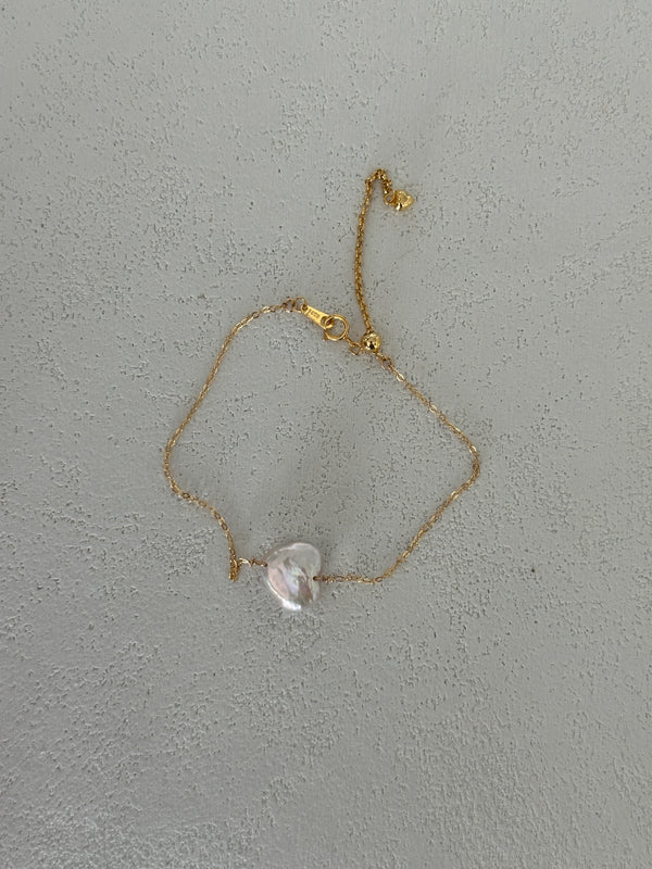 Small Heart Baroque Pearl Chain Bracelet