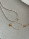 Frosted Gold Heart Pearl Sliver 18K Bracelet