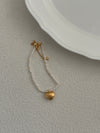 Frosted Gold Heart Pearl Sliver 18K Bracelet