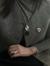 Colorful Blue Grey Baroque Sliver925 Necklace