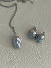 Akoya Colorful Grey Baroque Double Pearl Earrings