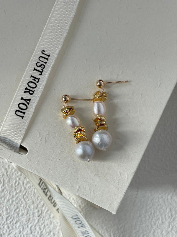 French 14K Gold Filled Freshwater Pearl Earings