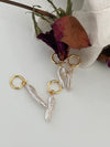 Unique Lute-Shaped Sliver 18k Baroque Pearl Earrings