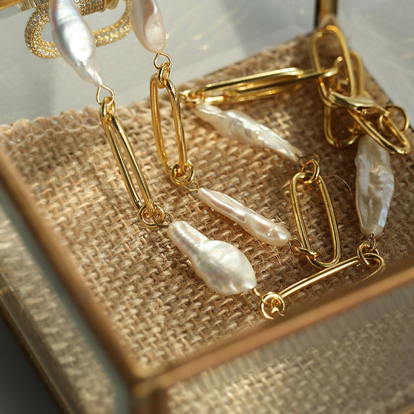 Fashion Baroque Pearl Punk Chain Clavicle Necklace