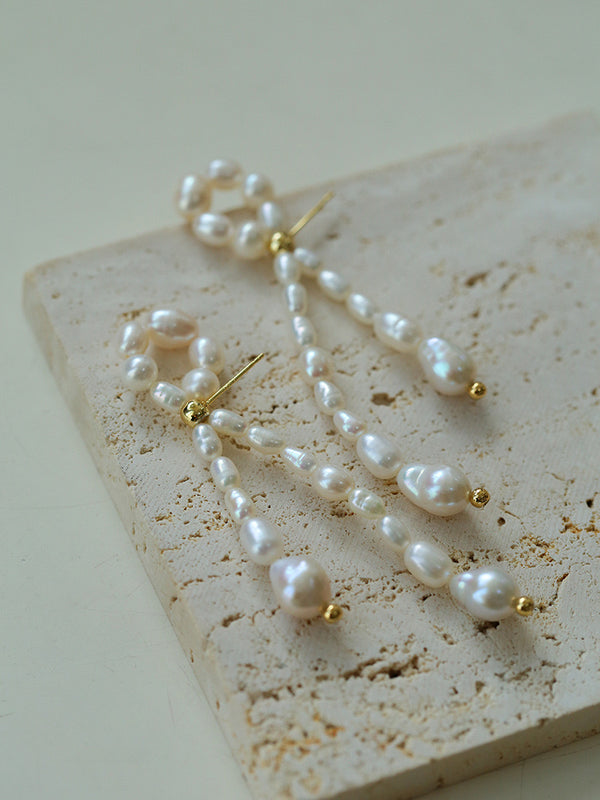 French Freshwater Pearl Braided Bow Earrings