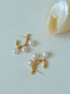 J-Shaped Geometric Freshwater Pearl Earrings - Asymmetric Minimalist Jewelry for Curated Edge