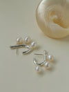 J-Shaped Geometric Freshwater Pearl Earrings - Asymmetric Minimalist Jewelry for Curated Edge