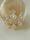 J-Shaped Geometric Freshwater Pearl Earrings - Asymmetric Minimalist Jewelry for Curated Edge