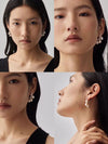 J-Shaped Geometric Freshwater Pearl Earrings - Asymmetric Minimalist Jewelry for Curated Edge