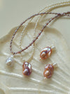 Baroque Purple Pink White Pearl Necklace