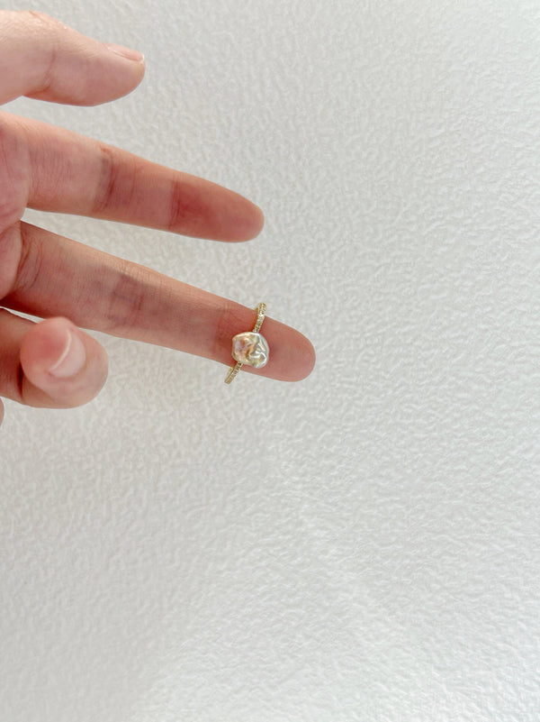 Colorful Baroque Keshi Silver-Gold Plated 18K Ring