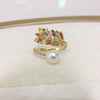 Colorful Wheat Ear Zircon Freshwater Pearl Ring