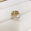 Colorful Wheat Ear Zircon Freshwater Pearl Ring