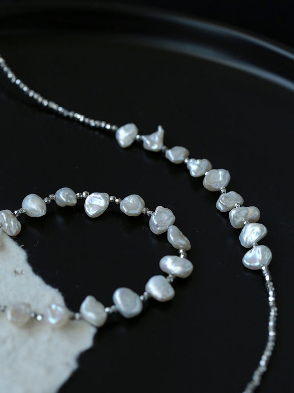 Laser Bead Crushed Pearl Bracelet