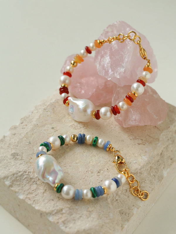 Hand Woven Natural Stone Baroque Pearl Bracelet
