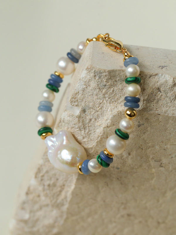 Hand Woven Natural Stone Baroque Pearl Bracelet