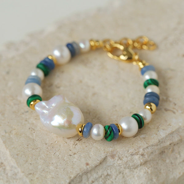 Hand Woven Natural Stone Baroque Pearl Bracelet