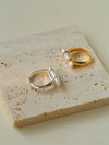 18K Plated Long Lute Baroque Open Pearl Ring