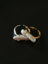 18K Plated Long Lute Baroque Open Pearl Ring