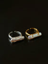 18K Plated Long Lute Baroque Open Pearl Ring