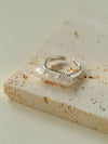 18K Plated Long Lute Baroque Open Pearl Ring