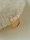 18K Plated Long Lute Baroque Open Pearl Ring