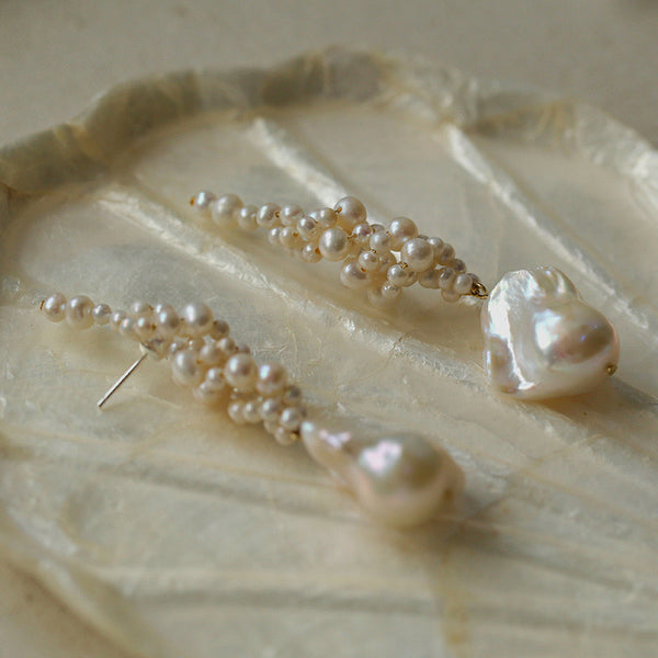 Hand Woven Bridal Baroque Wrap Pearl Earrings