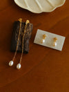 Silver Plated 18K Oval Tassel Pearl arrings