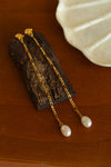 Silver Plated 18K Oval Tassel Pearl arrings