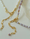 Baroque Purple Pink White Pearl Necklace
