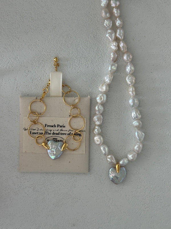 Geometric circle heart connected Baroque bracelet