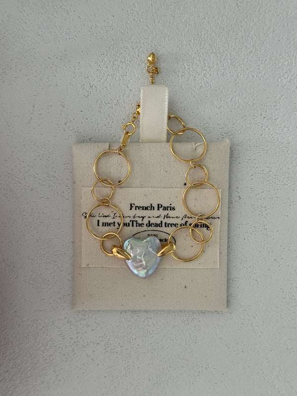 Geometric circle heart connected Baroque bracelet